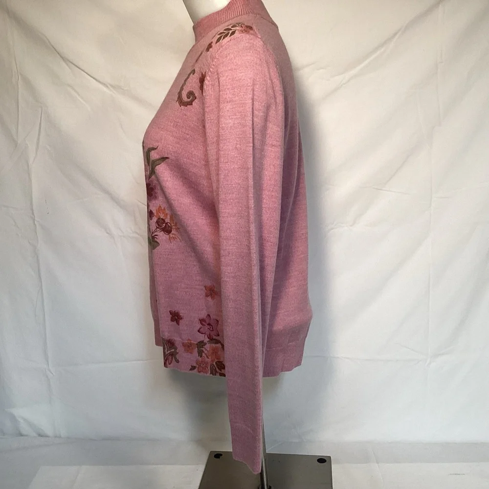 Pendleton Mauve Pink Floral Mock Turtleneck Sweater Women’s Size Medium - Picture 6 of 11